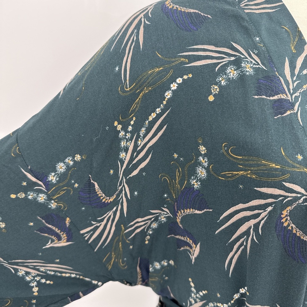 Hanro Womens Green Kelp Garden Print Long Robe Size Small Designer Luxury NWT - Picture 4 of 11